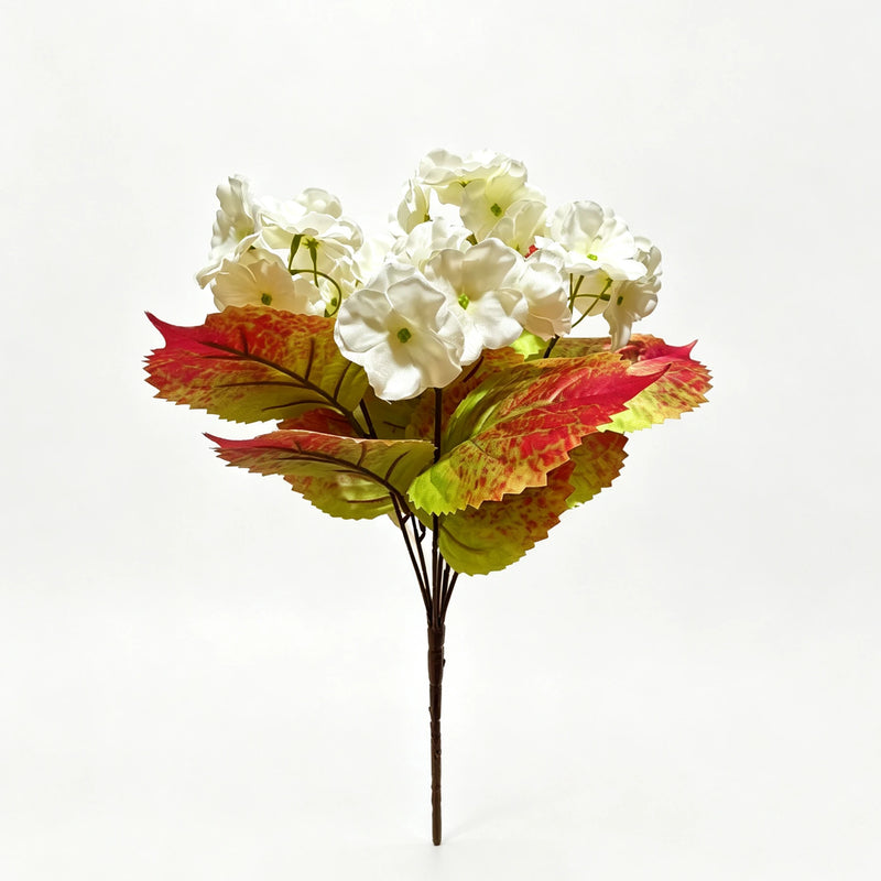 Autumn White Hydrangea Bush | 6-Stem Faux Floral Bouquet for Weddings & Home Decor
