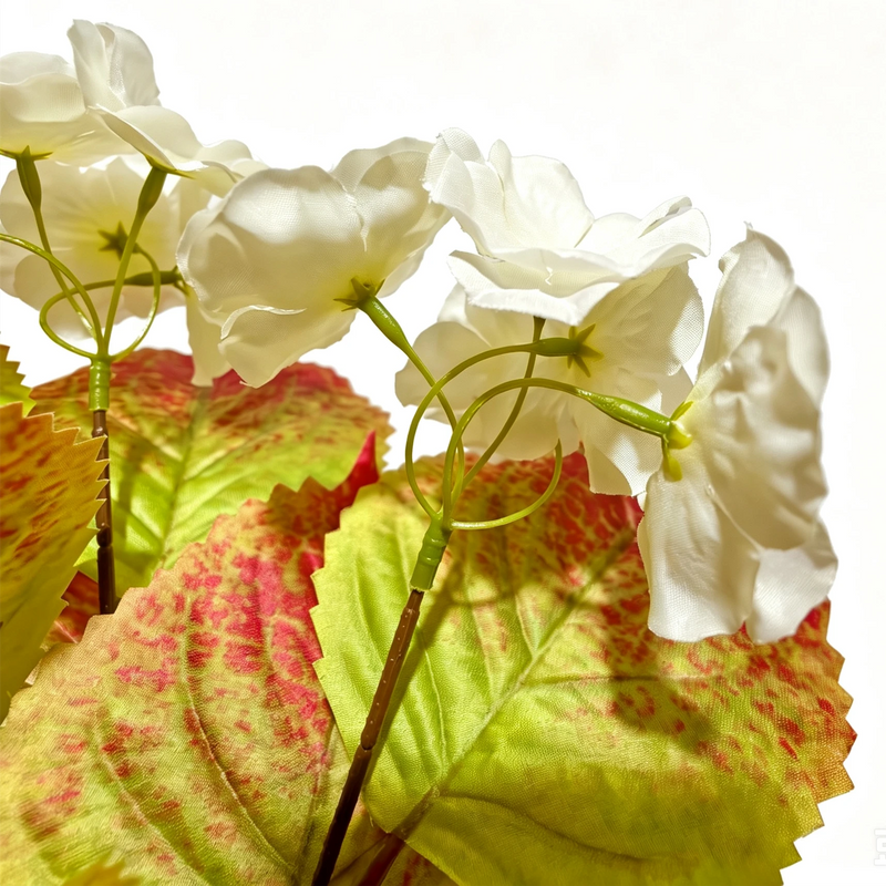 Autumn White Hydrangea Bush | 6-Stem Faux Floral Bouquet for Weddings & Home Decor