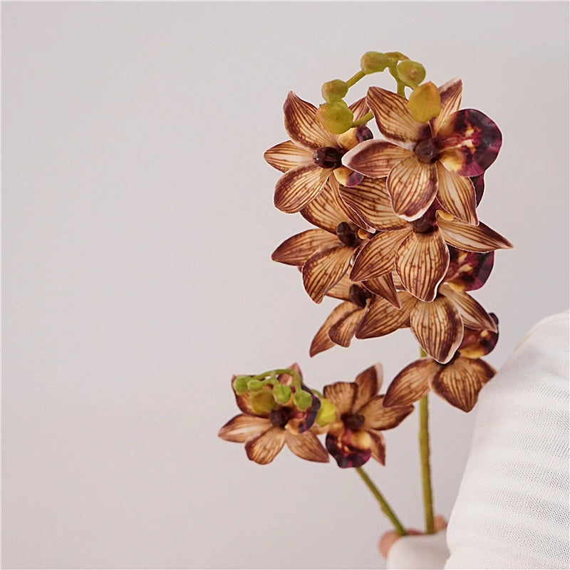 Real Touch Orchid Spray, 34" Tall Artificial Flower Stem, 9 Lifelike Blooms for DIY Wedding Bouquets, Centerpieces, Home Decor & Vase Arrangements