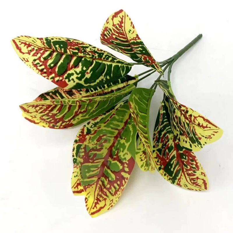 10-Pack Lifelike Croton Stems, 14" Real Touch Autumn Foliage, Gold-Dusted Faux Leaves for DIY Wedding Centerpieces, Home Decor & Vase Filler