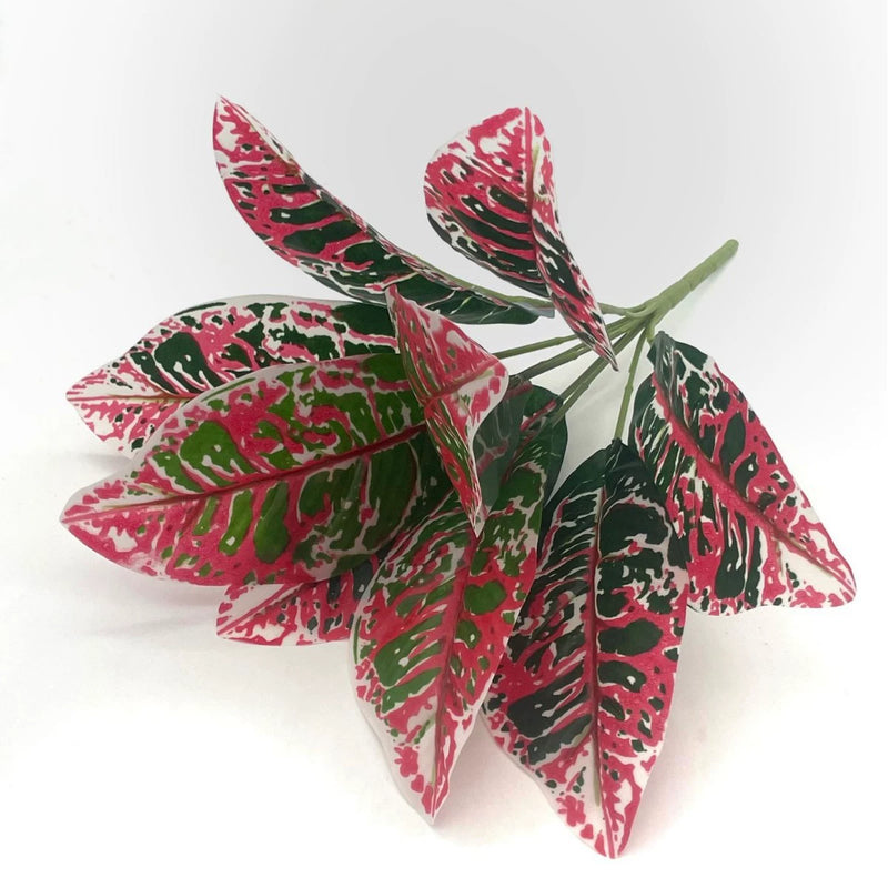 10-Pack Lifelike Croton Stems, 14" Real Touch Autumn Foliage, Gold-Dusted Faux Leaves for DIY Wedding Centerpieces, Home Decor & Vase Filler