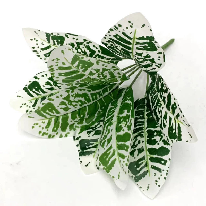 10-Pack Lifelike Croton Stems, 14" Real Touch Autumn Foliage, Gold-Dusted Faux Leaves for DIY Wedding Centerpieces, Home Decor & Vase Filler