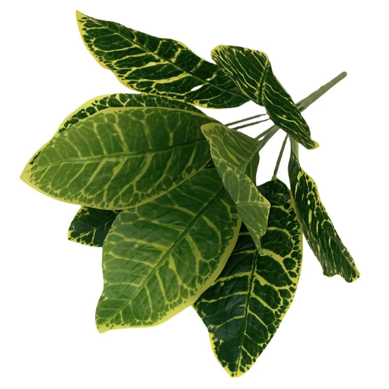 10-Pack Lifelike Croton Stems, 14" Real Touch Autumn Foliage, Gold-Dusted Faux Leaves for DIY Wedding Centerpieces, Home Decor & Vase Filler