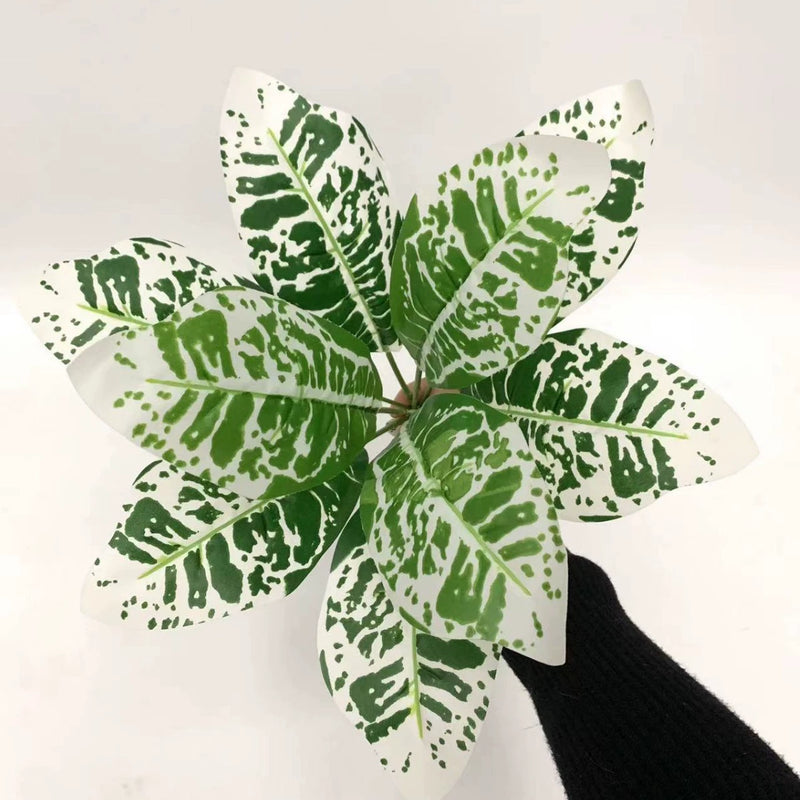 10-Pack Lifelike Croton Stems, 14" Real Touch Autumn Foliage, Gold-Dusted Faux Leaves for DIY Wedding Centerpieces, Home Decor & Vase Filler