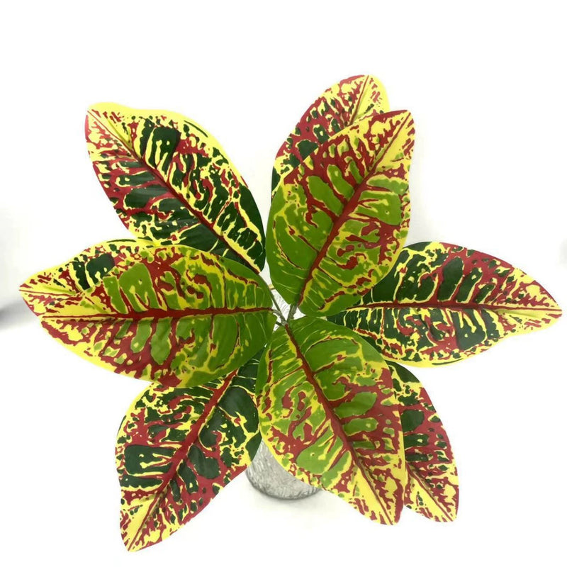 10-Pack Lifelike Croton Stems, 14" Real Touch Autumn Foliage, Gold-Dusted Faux Leaves for DIY Wedding Centerpieces, Home Decor & Vase Filler