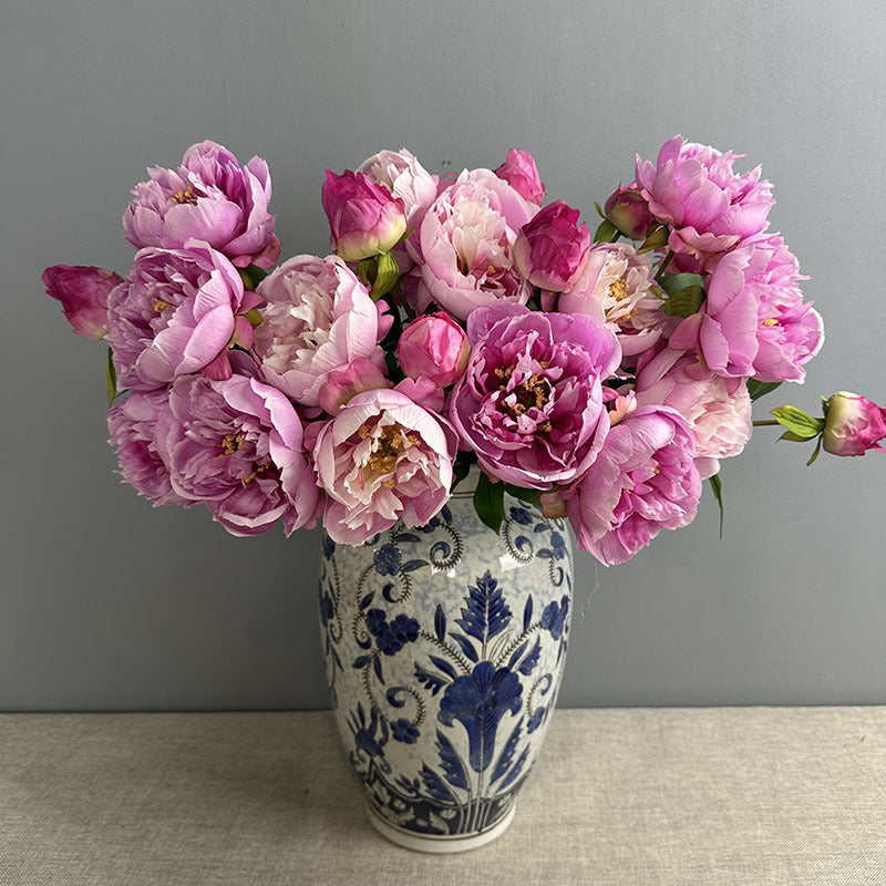 Large Peony Stems, Set of 2, 20" Realistic Faux Flowers with 2 Heads, Lush Artificial Peonies for Wedding Bouquets, DIY & Home Decor