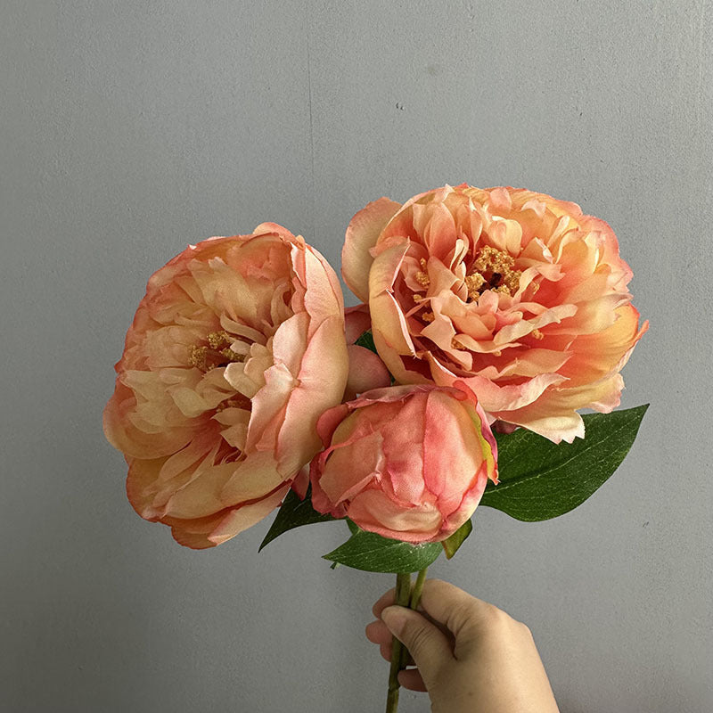 Large Peony Stems, Set of 2, 20" Realistic Faux Flowers with 2 Heads, Lush Artificial Peonies for Wedding Bouquets, DIY & Home Decor
