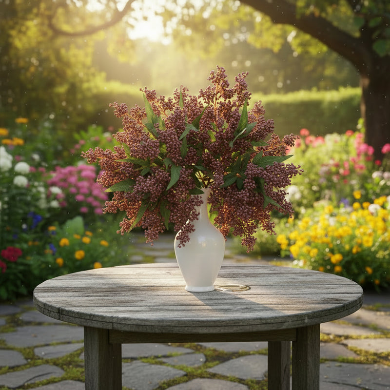2-Pack Autumn Berry Stems, 17" Tall Realistic Faux Nandina Fruit Spray, Lifelike Branches for Vase Filler, Wedding Decor, DIY Floral Arrangements