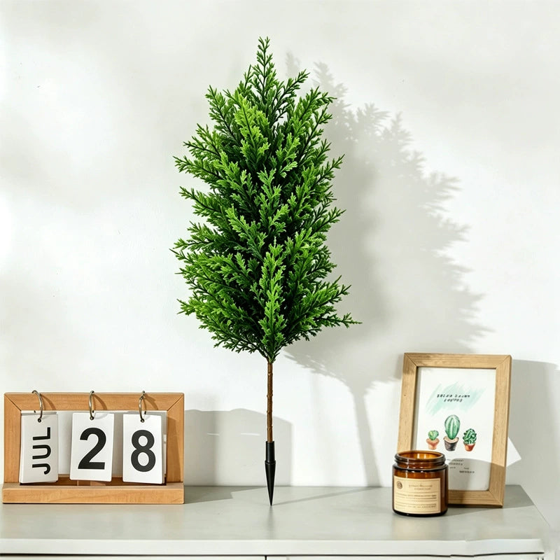 Faux Juniper Cypress Plant, 28" Tall Artificial Evergreen, Realistic Potted Greenery for Home Decor, Modern Wedding Accent, DIY Holiday Arrangements