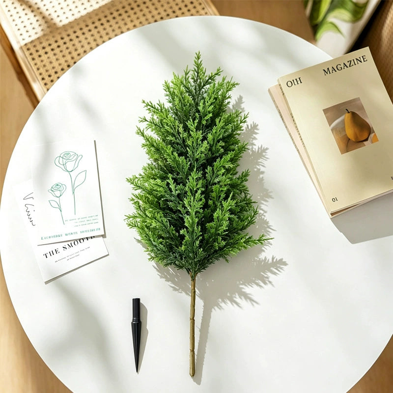 Faux Juniper Cypress Plant, 28" Tall Artificial Evergreen, Realistic Potted Greenery for Home Decor, Modern Wedding Accent, DIY Holiday Arrangements