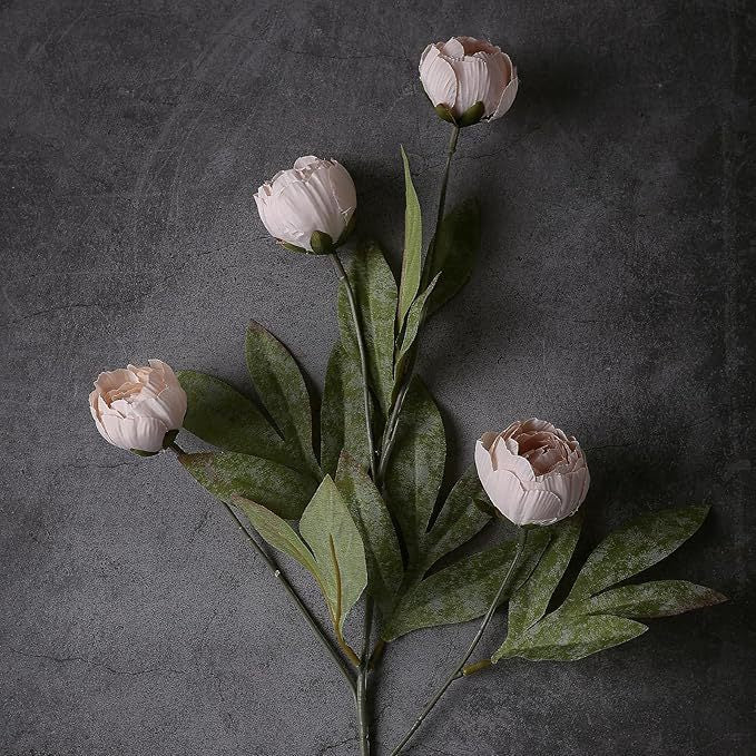 6 Pcs 27" Artificial Peony Flowers | Silk Floral Stems for Weddings & Home Decor