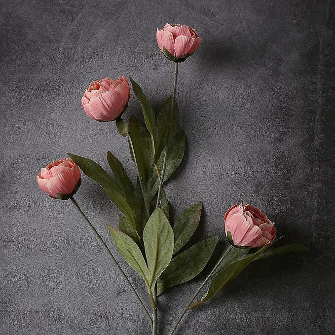 6 Pcs 27" Artificial Peony Flowers | Silk Floral Stems for Weddings & Home Decor