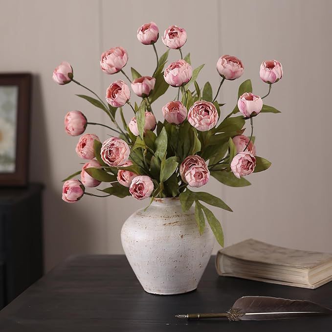 6 Pcs 27" Artificial Peony Flowers | Silk Floral Stems for Weddings & Home Decor
