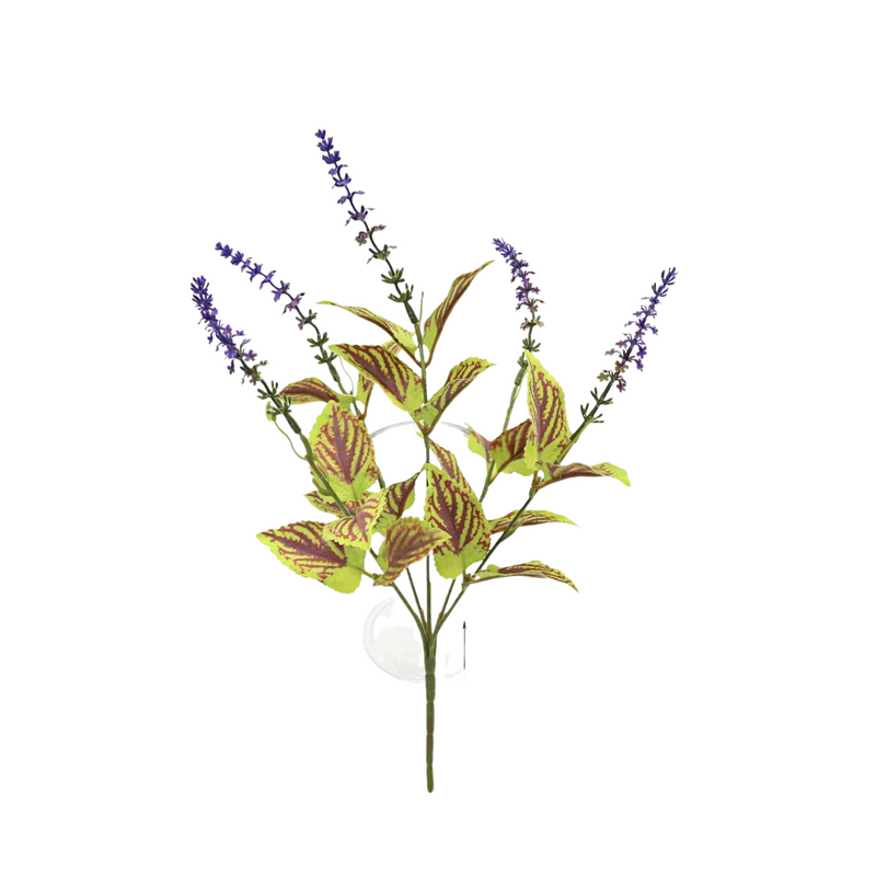 Artificial Coleus Bush, 15" Realistic Burgundy & Green Foliage, UV Resistant Faux Plant for Outdoor Planters, Porch Decor, DIY Wedding Arrangements