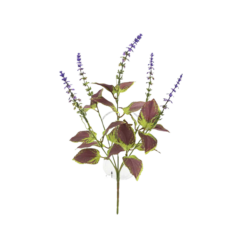 Artificial Coleus Bush, 15" Realistic Burgundy & Green Foliage, UV Resistant Faux Plant for Outdoor Planters, Porch Decor, DIY Wedding Arrangements