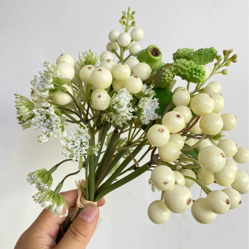 13" Rustic Faux Berry Spray, Lifelike Textured Berry Stems for Wedding Centerpieces, Vase Filler, Year-Round Home Decor & DIY Crafts