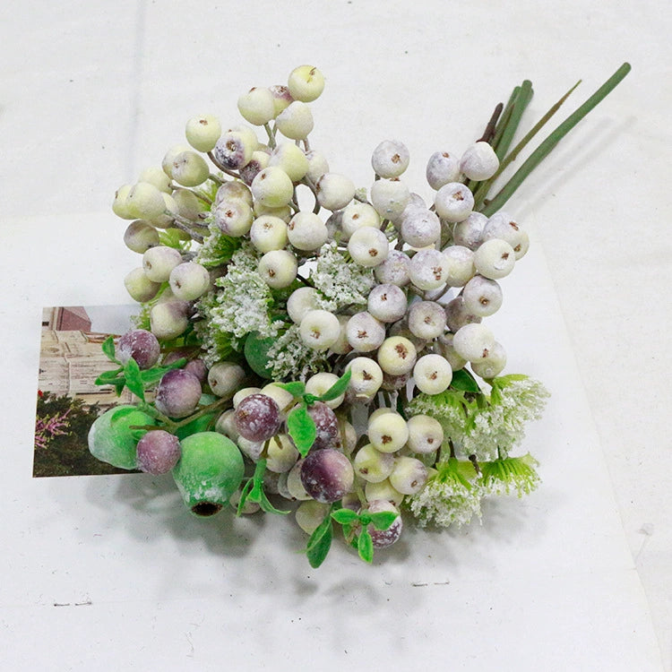 13" Rustic Faux Berry Spray, Lifelike Textured Berry Stems for Wedding Centerpieces, Vase Filler, Year-Round Home Decor & DIY Crafts