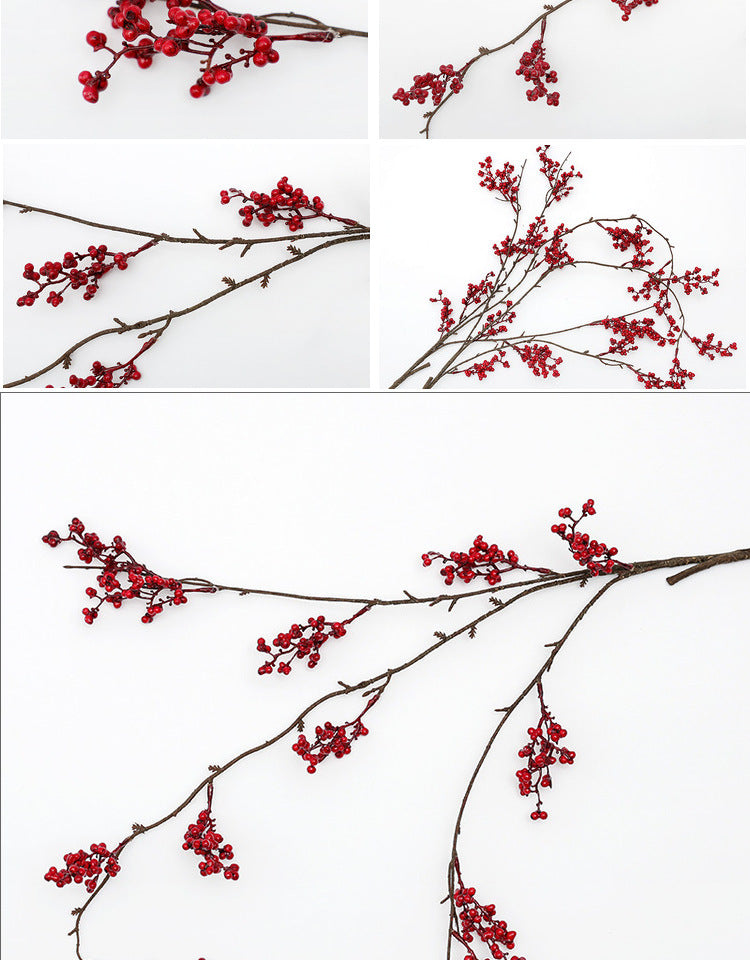 Hanging Red Berry Branch, Realistic Trailing Faux Berries for Christmas Decor, Winter Holiday Mantle, Wedding Arch & DIY Floral Arrangements