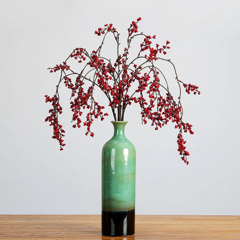 Hanging Red Berry Branch, Realistic Trailing Faux Berries for Christmas Decor, Winter Holiday Mantle, Wedding Arch & DIY Floral Arrangements
