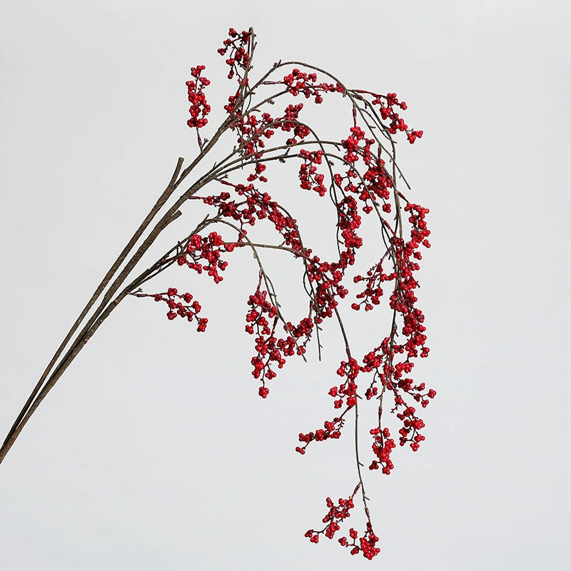 Hanging Red Berry Branch, Realistic Trailing Faux Berries for Christmas Decor, Winter Holiday Mantle, Wedding Arch & DIY Floral Arrangements