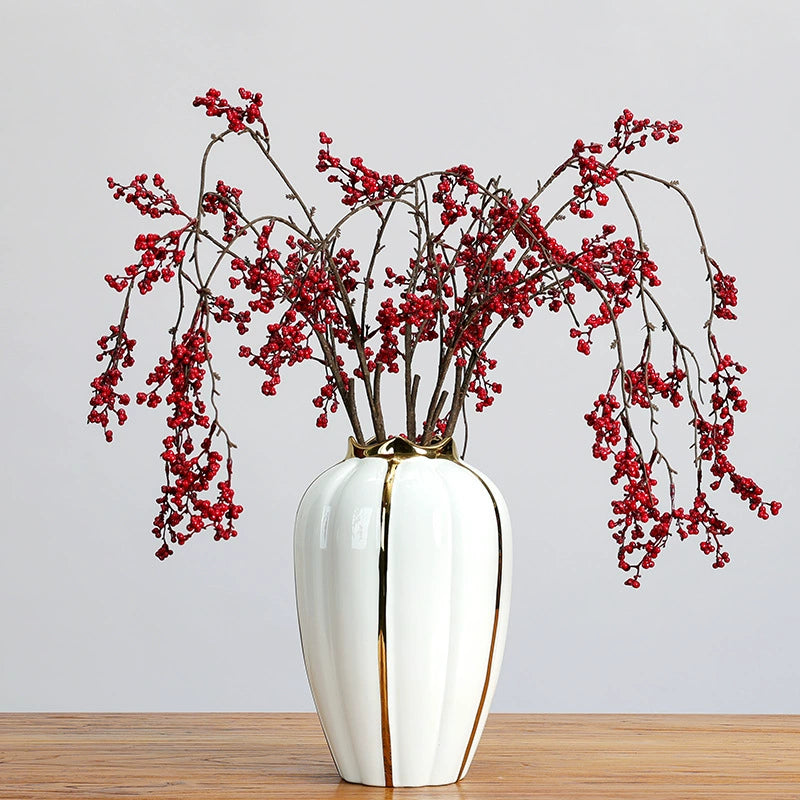 Hanging Red Berry Branch, Realistic Trailing Faux Berries for Christmas Decor, Winter Holiday Mantle, Wedding Arch & DIY Floral Arrangements
