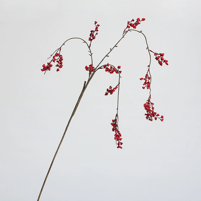 Hanging Red Berry Branch, Realistic Trailing Faux Berries for Christmas Decor, Winter Holiday Mantle, Wedding Arch & DIY Floral Arrangements