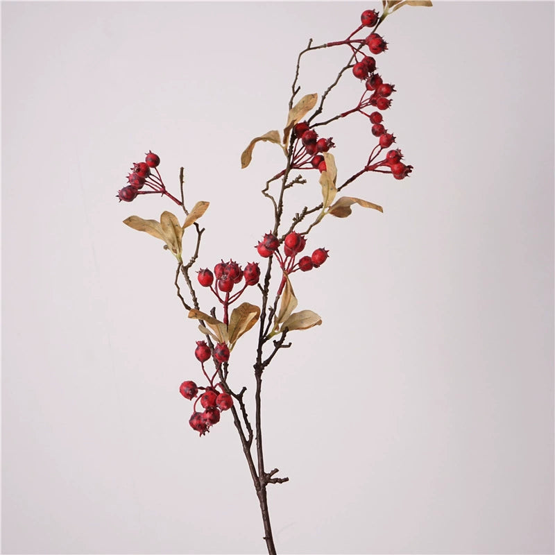 Faux Dried Berry Stem, 37" Tall Sculptural Branch, Realistic Berries for Vase Filler, Minimalist Home Decor, Nordic Wedding Floral