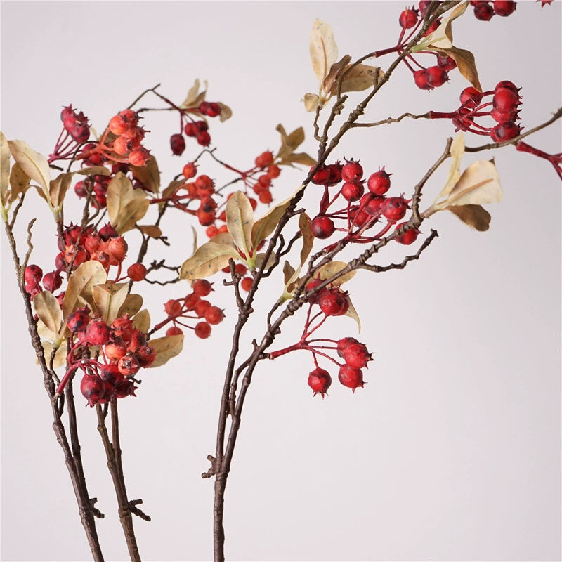Faux Dried Berry Stem, 37" Tall Sculptural Branch, Realistic Berries for Vase Filler, Minimalist Home Decor, Nordic Wedding Floral
