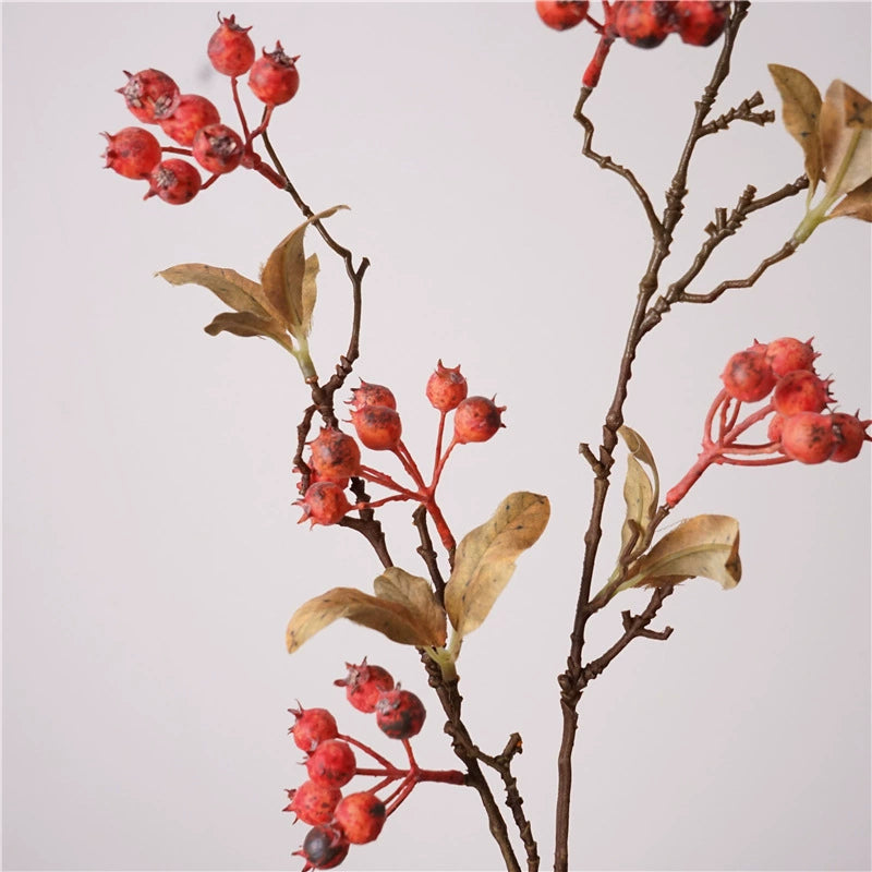 Faux Dried Berry Stem, 37" Tall Sculptural Branch, Realistic Berries for Vase Filler, Minimalist Home Decor, Nordic Wedding Floral