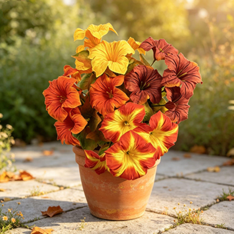 Lifelike Autumn Morning Glory Bush, 12" Faux Flowers, 5 Stems for DIY Wedding Bouquets, Centerpieces, Home & Holiday Decor, Muted Tones