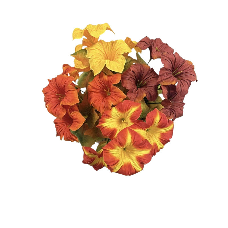 Lifelike Autumn Morning Glory Bush, 12" Faux Flowers, 5 Stems for DIY Wedding Bouquets, Centerpieces, Home & Holiday Decor, Muted Tones