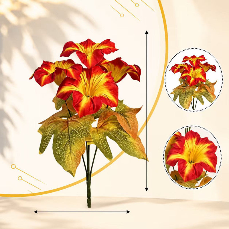 Lifelike Autumn Morning Glory Bush, 12" Faux Flowers, 5 Stems for DIY Wedding Bouquets, Centerpieces, Home & Holiday Decor, Muted Tones