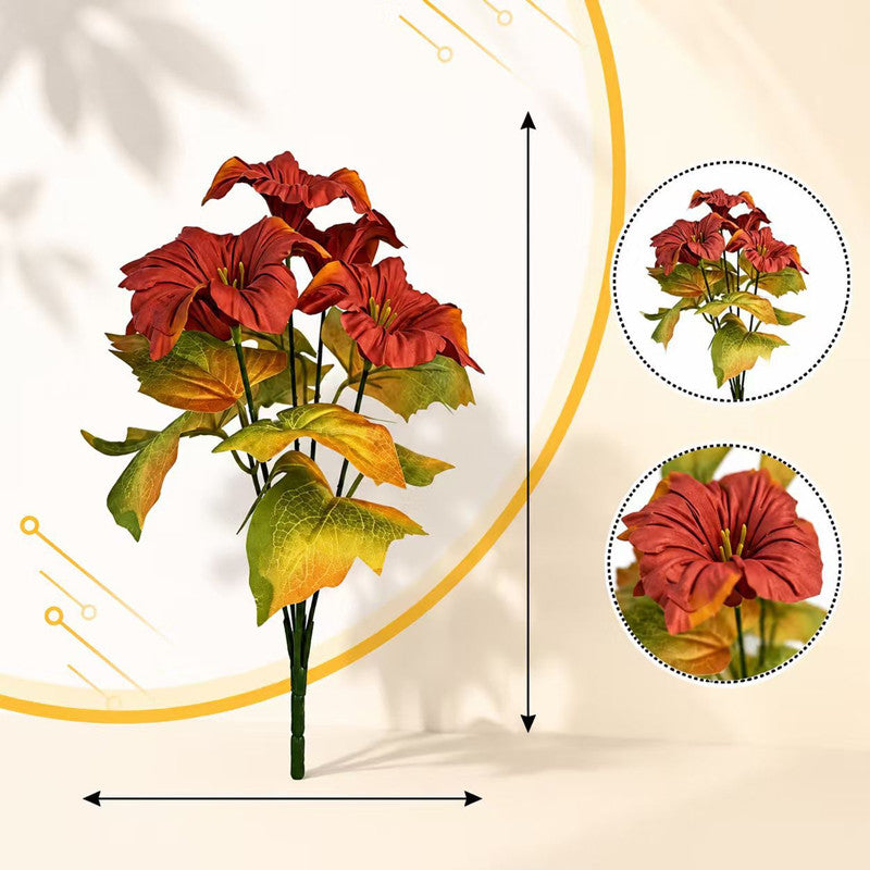 Lifelike Autumn Morning Glory Bush, 12" Faux Flowers, 5 Stems for DIY Wedding Bouquets, Centerpieces, Home & Holiday Decor, Muted Tones