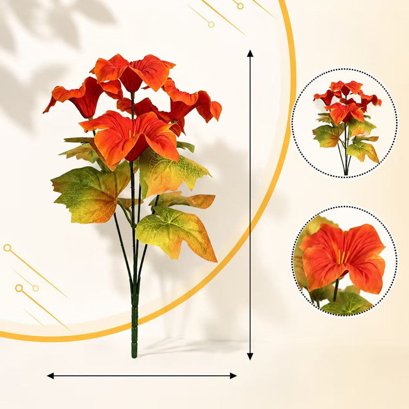 Lifelike Autumn Morning Glory Bush, 12" Faux Flowers, 5 Stems for DIY Wedding Bouquets, Centerpieces, Home & Holiday Decor, Muted Tones