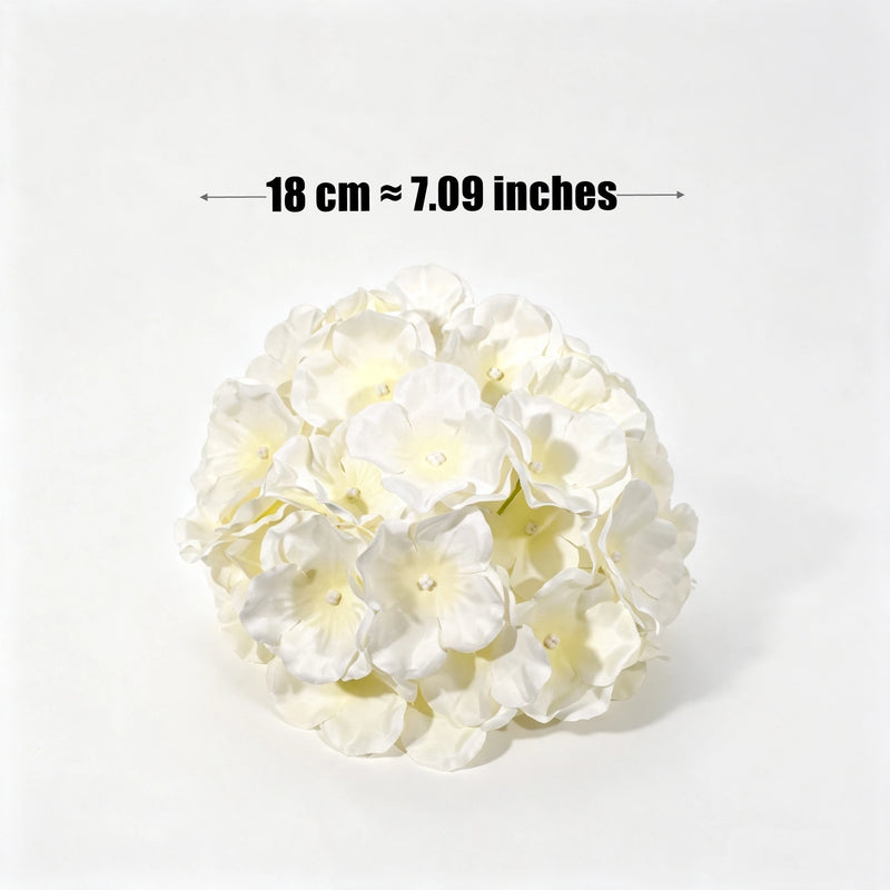 10pcs 7" Dreamy White Hydrangea Heads, Large Realistic Silk Flowers with Stems for DIY Wedding Bouquets, Centerpieces & Home Decor