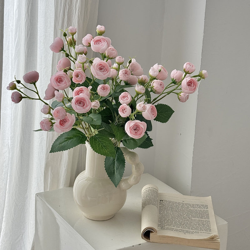 12-Head Artificial Camellia Buds, 18" Realistic Faux Flowers, Lifelike Floral Bunch for DIY Wedding Bouquets, Centerpieces & Home Decor