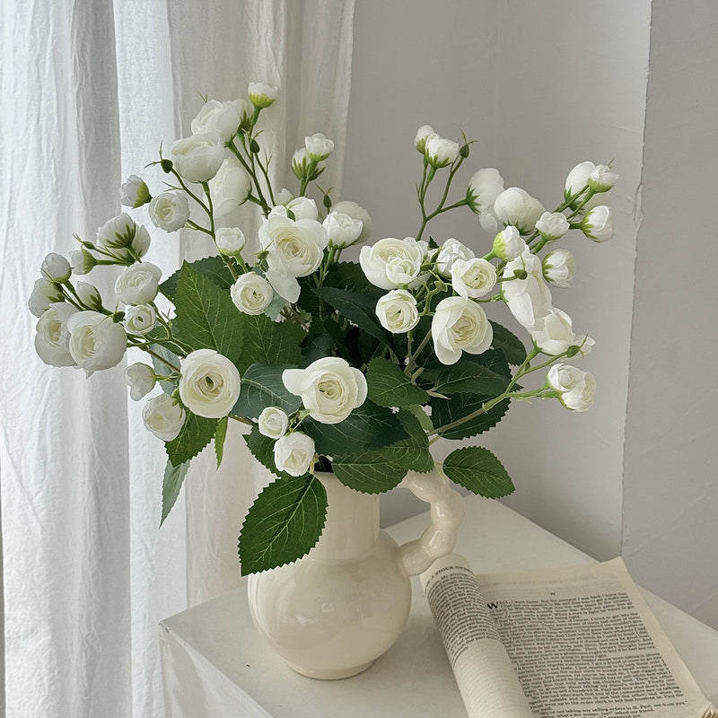 12-Head Artificial Camellia Buds, 18" Realistic Faux Flowers, Lifelike Floral Bunch for DIY Wedding Bouquets, Centerpieces & Home Decor
