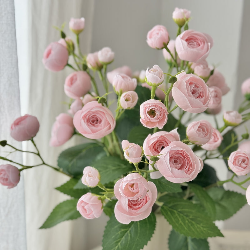 12-Head Artificial Camellia Buds, 18" Realistic Faux Flowers, Lifelike Floral Bunch for DIY Wedding Bouquets, Centerpieces & Home Decor