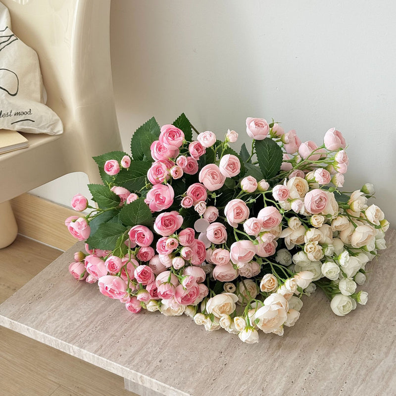 12-Head Artificial Camellia Buds, 18" Realistic Faux Flowers, Lifelike Floral Bunch for DIY Wedding Bouquets, Centerpieces & Home Decor