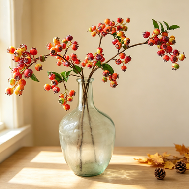 21" Realistic Faux Blueberry Stem, Lifelike Artificial Berry Branch for Vase, Wedding Bouquet, DIY Floral Arrangements, Farmhouse Home Decor