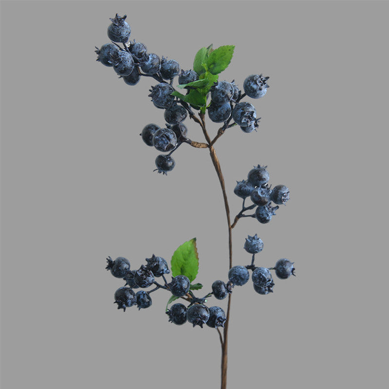 21" Realistic Faux Blueberry Stem, Lifelike Artificial Berry Branch for Vase, Wedding Bouquet, DIY Floral Arrangements, Farmhouse Home Decor