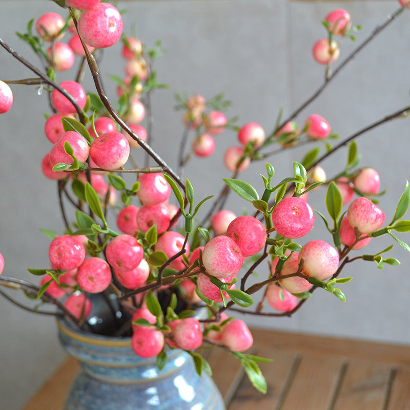 Artificial Mini Crabapple Berry Branch, 28" Realistic Touch, Perfect for Home Decor, Wedding Arrangements, Holiday Decorations