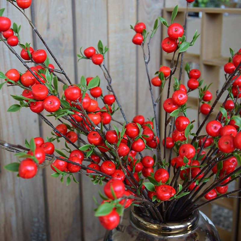 Artificial Mini Crabapple Berry Branch, 28" Realistic Touch, Perfect for Home Decor, Wedding Arrangements, Holiday Decorations