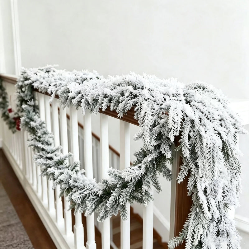 Real-Touch Snowflake Vine Garland, 71" Soft PVC Christmas Decoration, Perfect for Home Decor, Weddings, and Holiday Settings