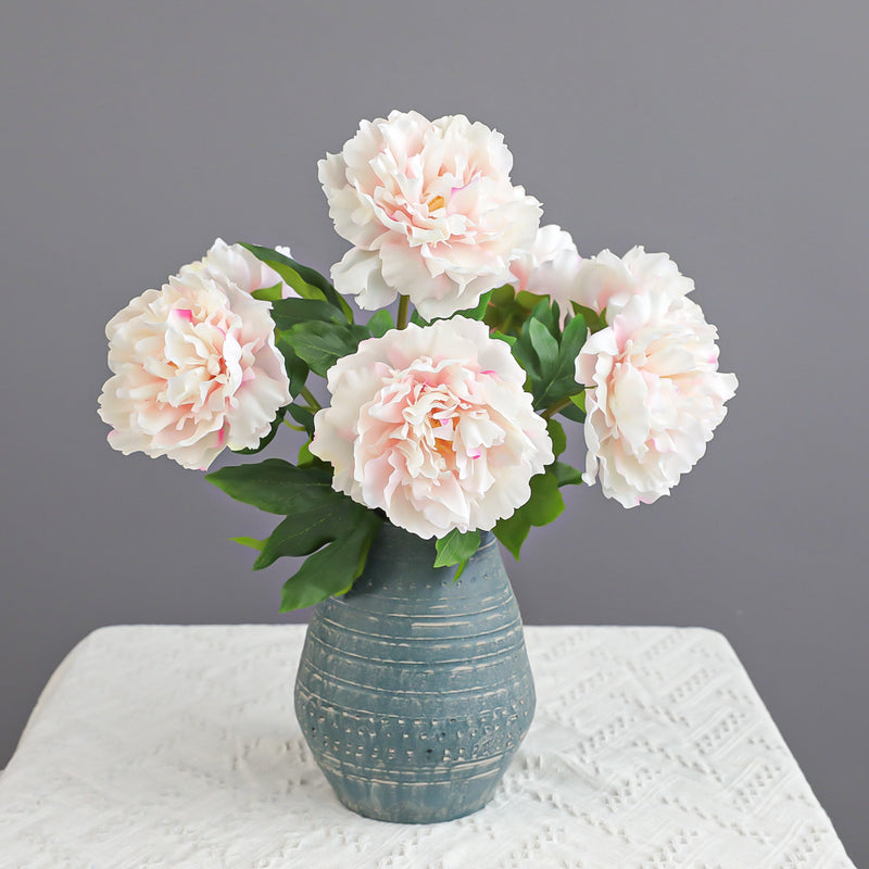 20.5" Real-Touch Peony Arrangement, Lifelike Faux Floral for Home Decor, Weddings, Events, Elegant Centerpiece