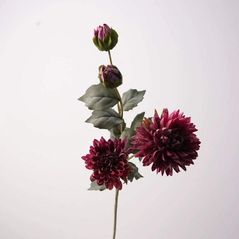 29" Faux Flower Bouquet, Realistic 4-Head Cornflower & Dahlia Arrangement, Champagne, Red, Pink, Coffee, Purple - Perfect for Weddings, Home Decor, Events
