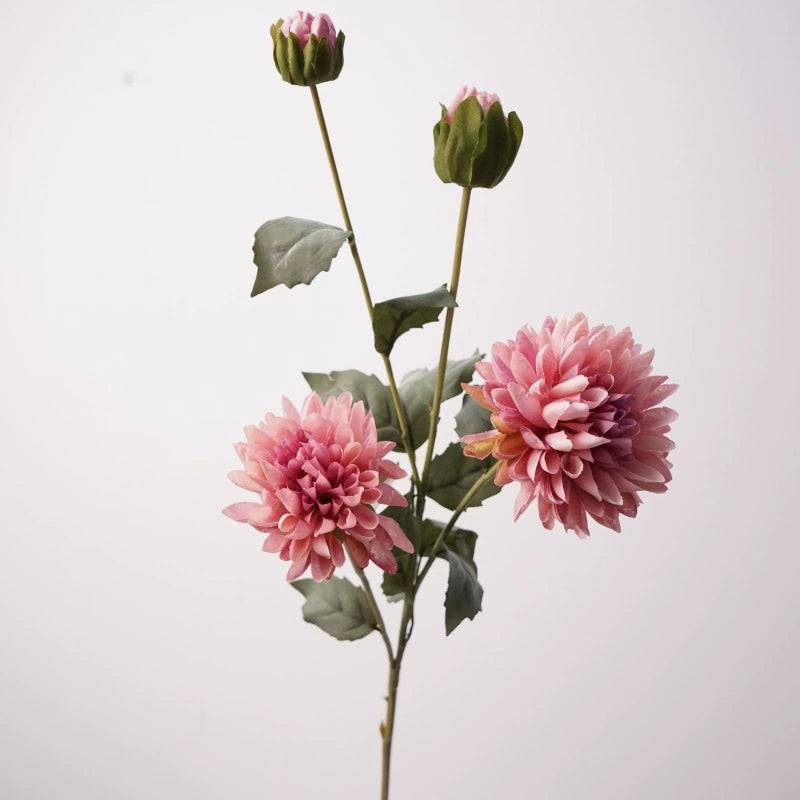 29" Faux Flower Bouquet, Realistic 4-Head Cornflower & Dahlia Arrangement, Champagne, Red, Pink, Coffee, Purple - Perfect for Weddings, Home Decor, Events