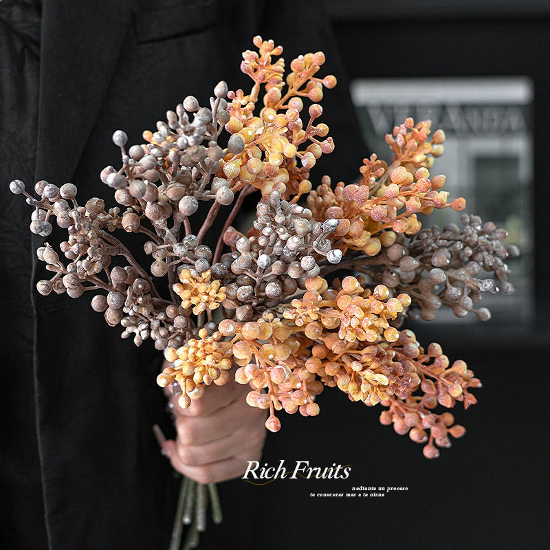 13.8" Artificial Fruit Arrangement - Realistic Faux Flowers in Green, Orange, Pink, White, Brown - Perfect for Home Decor, Weddings, Events, and Seasonal Decorations