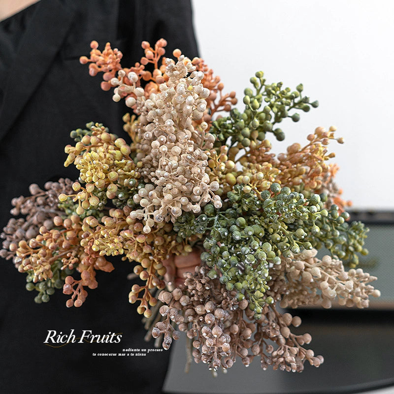 13.8" Artificial Fruit Arrangement - Realistic Faux Flowers in Green, Orange, Pink, White, Brown - Perfect for Home Decor, Weddings, Events, and Seasonal Decorations