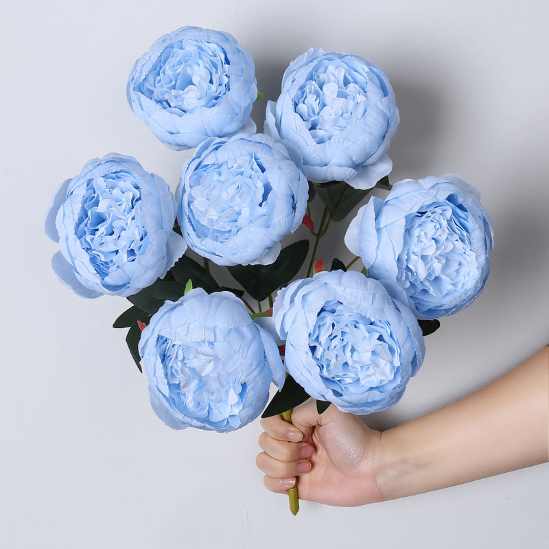 Lush 17" Faux Peony Bouquet, 7 Large Silk Peony Blooms, Realistic Artificial Flowers for Wedding Centerpieces, DIY Floral Arrangements, Home Decor